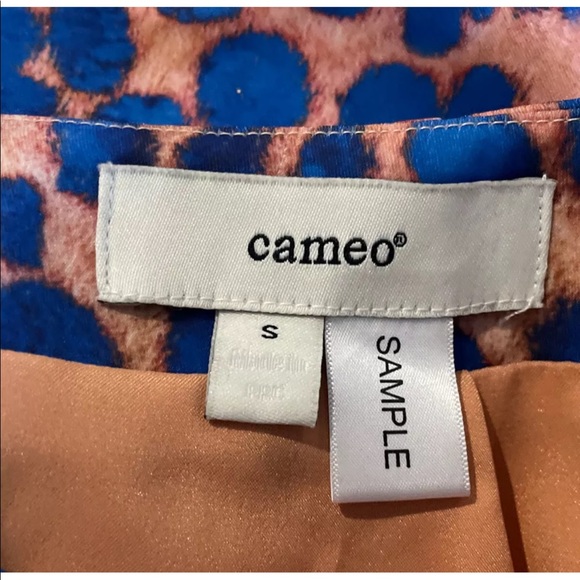 Ladies CAMEO Leopard Style Skirt Size S Small (8) Lined Zip Office Split Blue - Picture 5 of 7